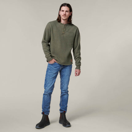 WINTER SALE! HARD YAKKA Mens  Sherpa Henley Contrast Warm Work Jacket Y19488