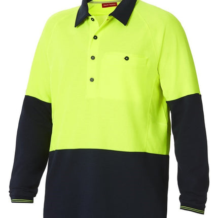 Mens Hard Yakka Koolgear Hi-Vis 4 Pack Long Sleeve Vent Polo Shirt Work Y11389