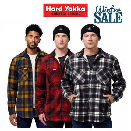 WINTER SALE! Hard Yakka Legends Sherpa Fleece Jacket Free Beanie Work Y06518