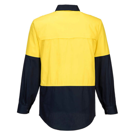 Portwest Mens Prime Mover Hi-Vis Lightweight Long Sleeve Work Closed Shirt MC801