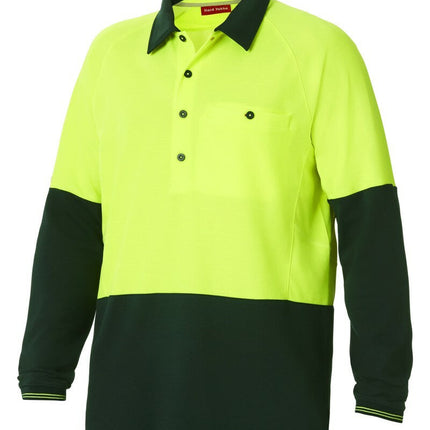 Mens Hard Yakka Koolgear Hi-Vis 4 Pack Long Sleeve Vent Polo Shirt Work Y11389