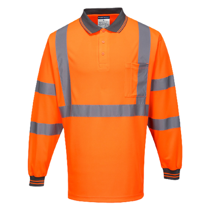 Portwest X Back L/S Polo Breathable Orange Reflective Tape Safety Work MP713