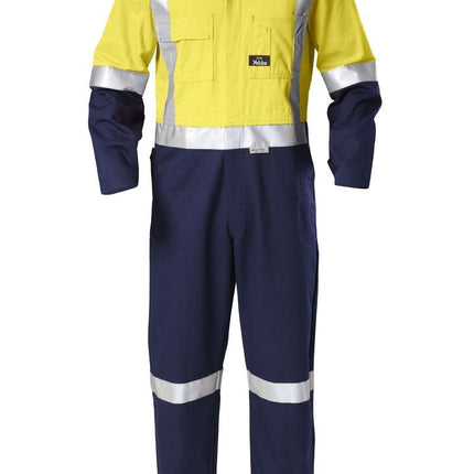 Mens Hard Yakka Hi-Vis Taped Cotton Safety Coverall Overalls Workwear Y00262