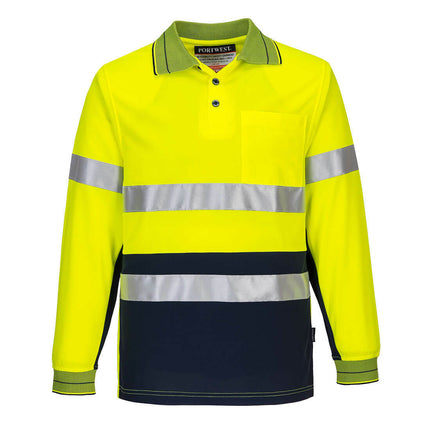 SALE Portwest Prime Mover Long Sleeve Micro Mesh Polo Taped Work Hi-Vis MP513