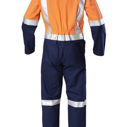 Mens Hard Yakka Hi-Vis Taped Cotton Safety Coverall Overalls Workwear Y00262
