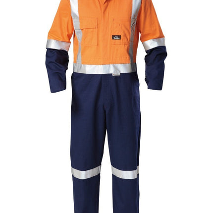 Mens Hard Yakka Hi-Vis Taped Cotton Safety Coverall Overalls Workwear Y00262