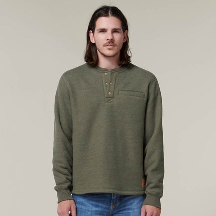 WINTER SALE! HARD YAKKA Mens  Sherpa Henley Contrast Warm Work Jacket Y19488