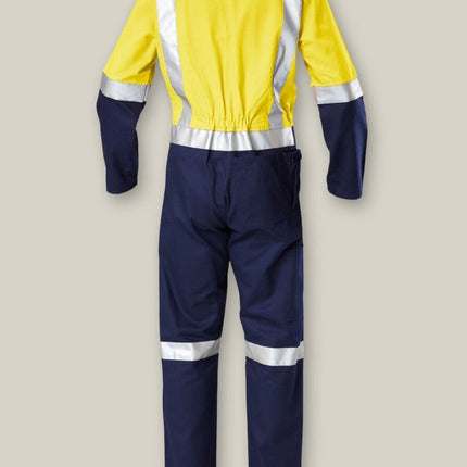 Mens Hard Yakka Hi-Vis Taped Cotton Safety Coverall Overalls Workwear Y00262