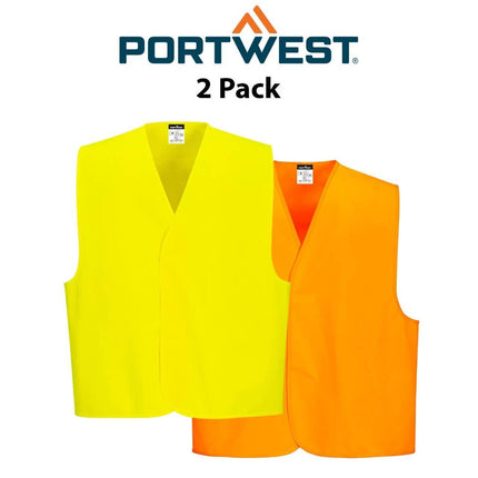 Portwest Mens 2 Packs Hi-Vis Comfortable Lightweight  Day Vest C478