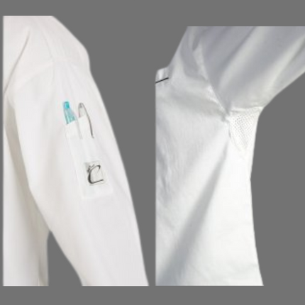 DNC Unisex Cool Breeze Modern Jacket Long Sleeve FREE Flat top chef hat 112