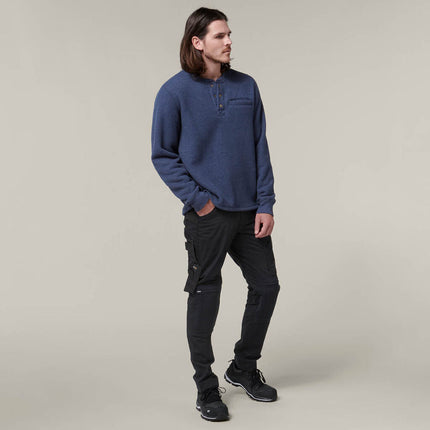 WINTER SALE! HARD YAKKA Mens  Sherpa Henley Contrast Warm Work Jacket Y19488