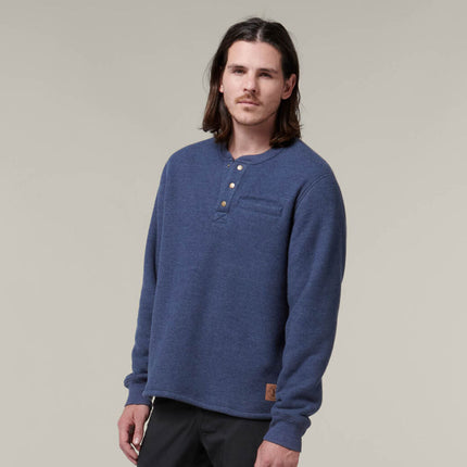 WINTER SALE! HARD YAKKA Mens  Sherpa Henley Contrast Warm Work Jacket Y19488
