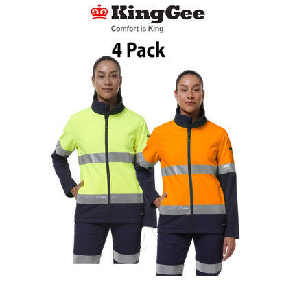 KingGee Women 4 Packs Reflective Spliced Softshell Safety Work Jacket K45006