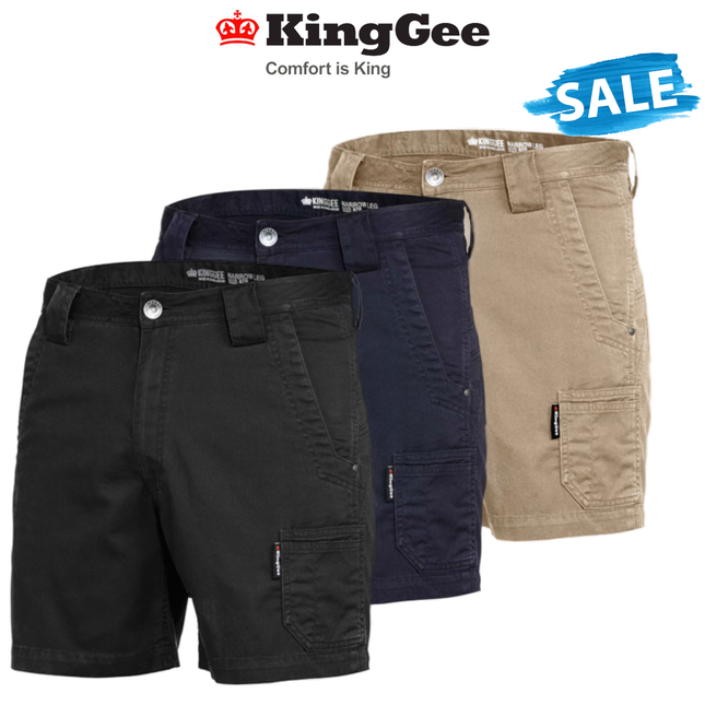 SALE KingGee Mens Tradie Summer Short Shorts Workwear Narrow Fit Comfort K17330