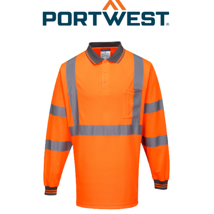 Portwest X Back L/S Polo Breathable Orange Reflective Tape Safety Work MP713