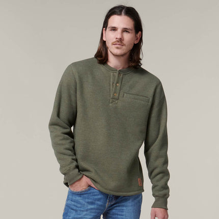 WINTER SALE! HARD YAKKA Mens  Sherpa Henley Contrast Warm Work Jacket Y19488
