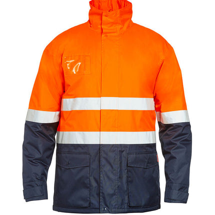 Mens Stubbies Two Tone Quilted Weather Jacket Rain Proof Hi-Vis w/ Stripe BJ3300