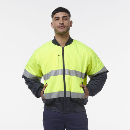 KingGee Mens 2 Pack Hi Vis Reflective Quilted Bomber Work Safety Jacket K55032
