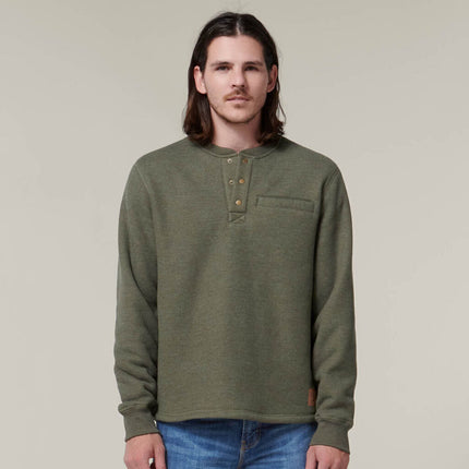 WINTER SALE! HARD YAKKA Mens  Sherpa Henley Contrast Warm Work Jacket Y19488