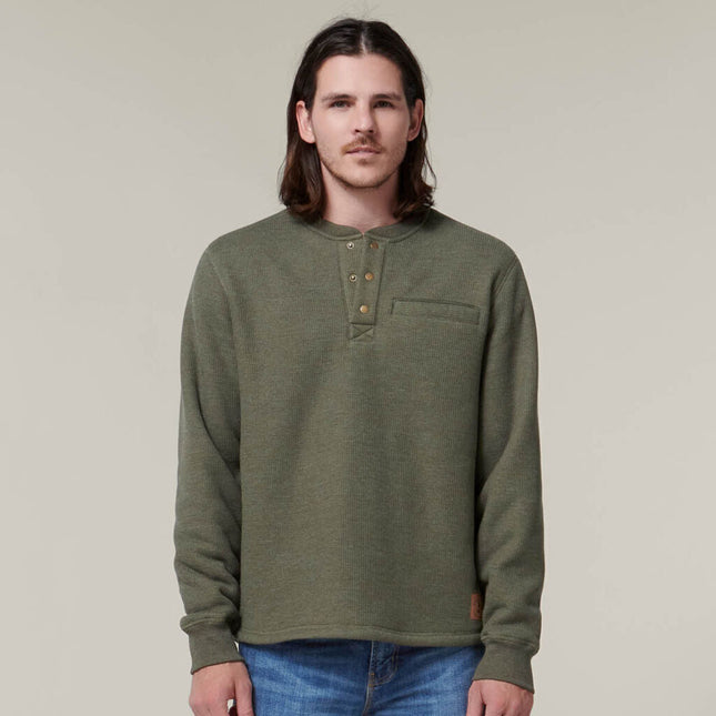 WINTER SALE! HARD YAKKA Mens  Sherpa Henley Contrast Warm Work Jacket Y19488