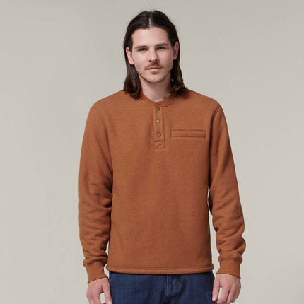 WINTER SALE! HARD YAKKA Mens  Sherpa Henley Contrast Warm Work Jacket Y19488