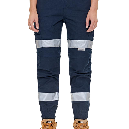 Elwood Womens Reflective Cuffed Pant Cotton Stretch Tapered Pockets Pants EWD507